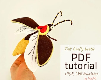 Felt Firefly Beetle Sewing Pattern | DIY Stuffed Bug PDF