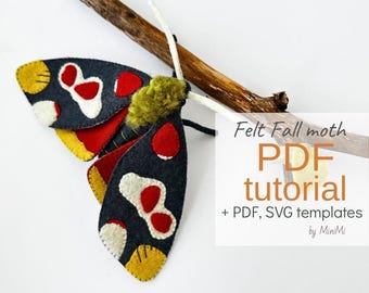 Fall Felt Moth PDF Pattern Download - DIY Hypsidia Butterfly Sewing Tutorial