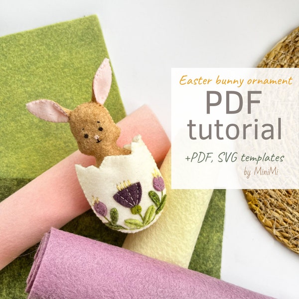 Easter felt bunny ornament PDF pattern download, sewing tutorial