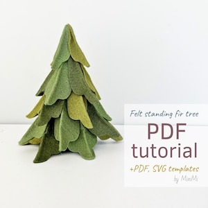 Scarica il modello PDF dell'albero di Natale in feltro realistico, tutorial di cucito. Albero di Natale