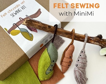 Felt Moth Cocoons bundle Sewing Kit, DIY [product], Beginner Friendly Craft Kit, Includes Materials, Step-by-Step Tutorial + Video