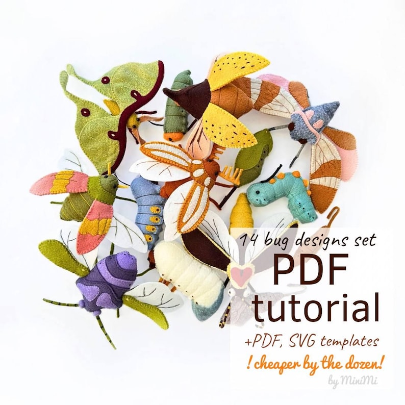 14 Felt Insect PDF Pattern Bundle, DIY Sewing Tutorial, Instant ...