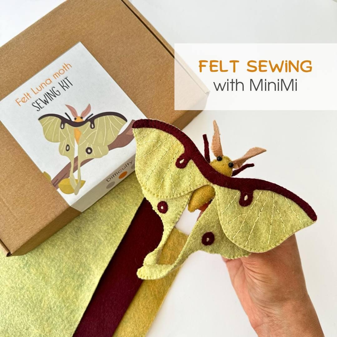 Felt Luna Moth Sewing Kit, DIY [product], Beginner Friendly Craft Kit ...