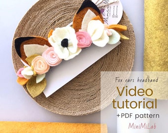 Felt Fox Ears Flower Crown Video Tutorial, Flower Headband DIY, Step-by-Step Guide, PDF Templates + SVG Files Cricut