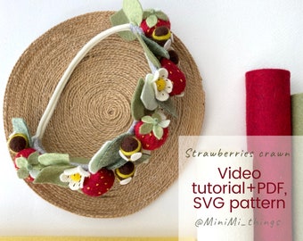 DIY Strawberry flower Crown: Video Guide, PDF template, SVG file for Cricut