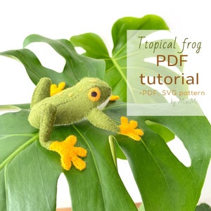 Tropical felt frog PDF pattern download, sewing tutorial