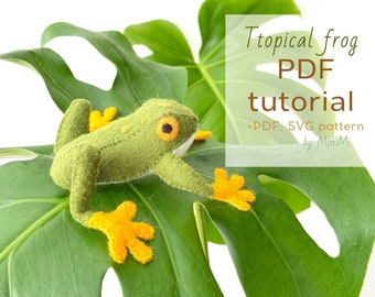 Tropical Felt Frog PDF Pattern, DIY Sewing Tutorial, SVG Template, Beginner Friendly Animal Pattern