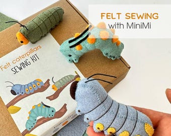 Felt Caterpillars bundle Sewing Kit, DIY [product], Beginner Friendly Craft Kit, Includes Materials, Step-by-Step Tutorial Guide