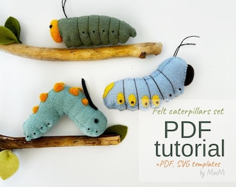 Digital Download: Felt Moth Caterpillar Sewing Tutorial - PDF Pattern Bundle