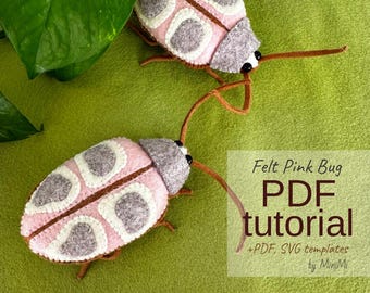 Summer Pink Beetle PDF Pattern, DIY Insect Sewing Tutorial, SVG Template, Cockroach Beginner Friendly Pattern + Video Guide