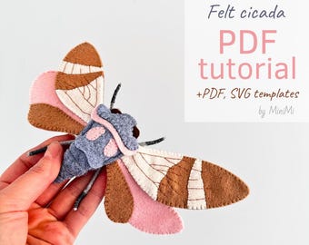 Summer Felt Cicada PDF Pattern, DIY Insect Sewing Tutorial, SVG Template, Beginner Friendly Pattern