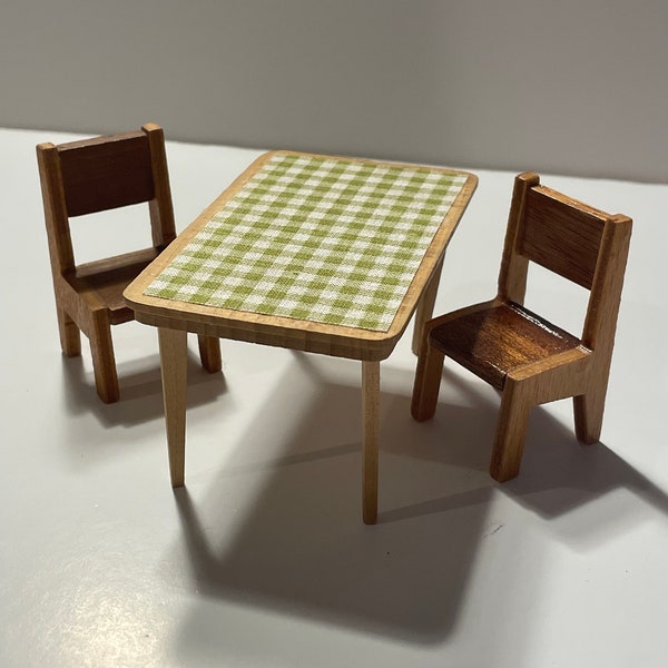 Lundby Dolls House - Kitchen (up-cycled)  Table and 2 Chairs -  70s - Good Condition