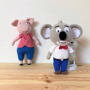 PATRÓN DE CROCHET:Patrón de crochet Koala&Cerdo,Patrón pdf,Patrón de Koala,Patrón de crochet de Cerdo,Escrito en inglés,Fácil de seguir,Cerdo pdf,Koala pdf