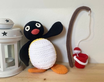CROCHET PATTERN:Penguin fisherman,Pdf pattern,Amigurumi pattern,Penguin pdf,Written in English,Easy to follow,Easy pattern,Crochet penguin