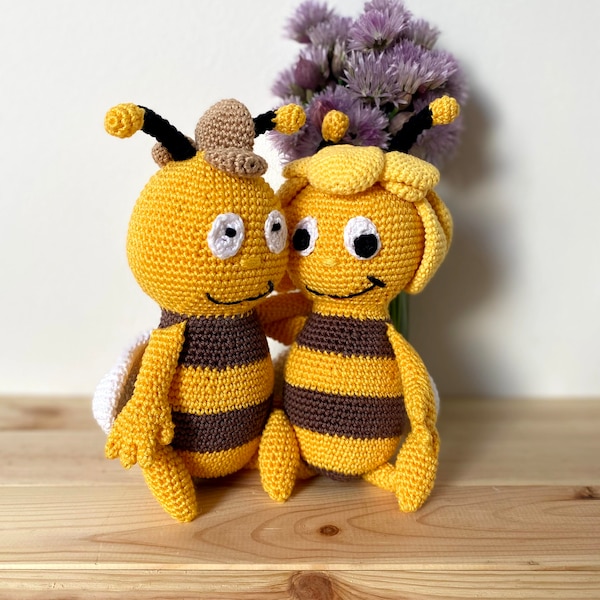 Häkelanleitung: Bee Maya & Bee Willy Häkelanleitung, Bee Friends Anleitung, Amigurumi Bienen Anleitung, leicht zu folgen, in Englischer Sprache