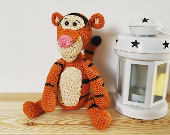 CROCHET PATTERN:Tiger crochet pattern,Crochet tiger pfd,Pdf pattern,Amigurumi pattern,Cartoon tiger,Written in English,Easy to follow