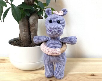 CROCHET PATTERN:Hippo pdf,Hippo pattern,Crochet pattern,Hippo toy pattern,Written in English,Easy to follow,Crochet pdf,Rattle,Teether pdf