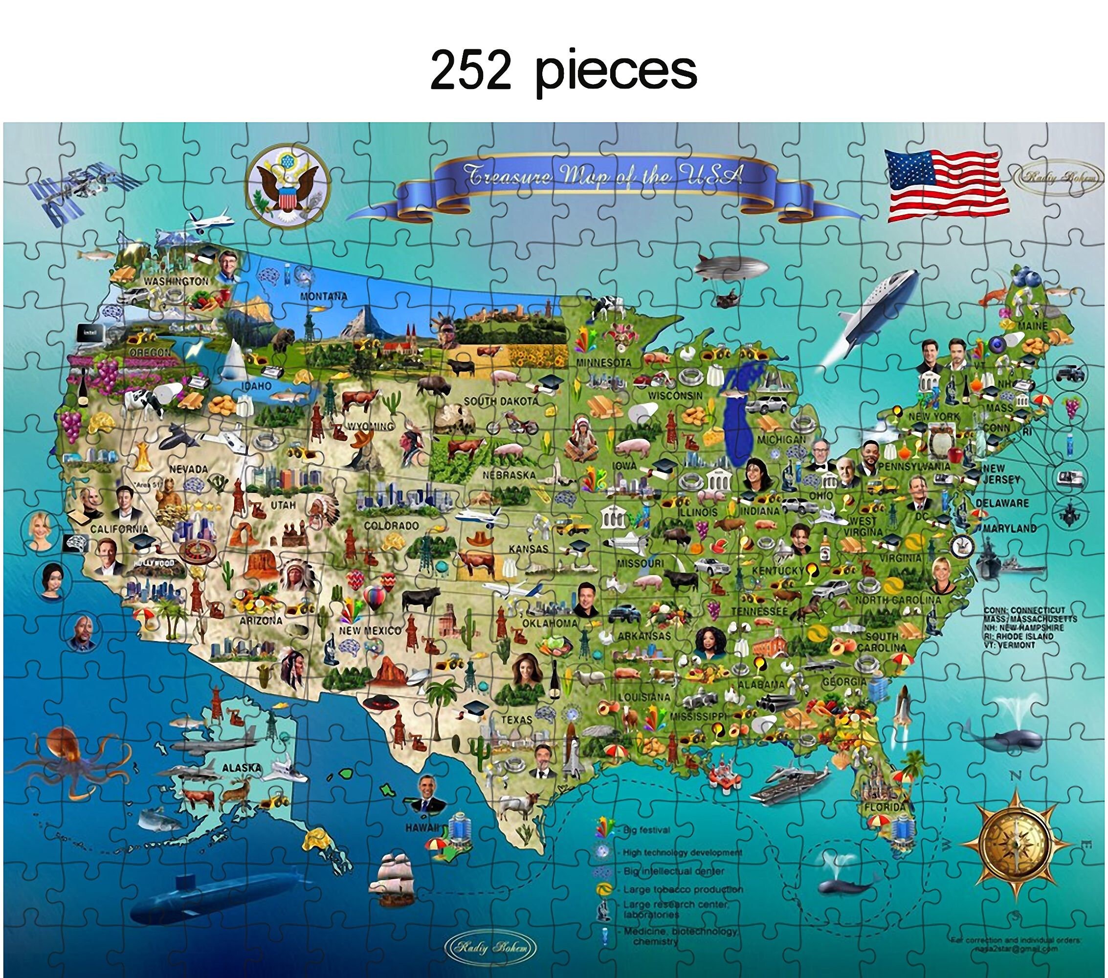 Usa Map Jigsaw Puzzle Educational Game For Children And Adult Board Il Fullxfull.2882409422 3t4h