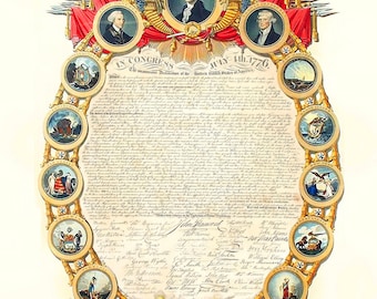 Declaration of Independence jigsaw Puzzle or Poster Independence Day, 4th June