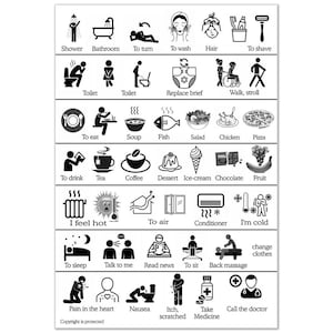 Poster Tableau de communication pour patient victime d'un AVC avec aphasie, tableau, carte, dysphasie