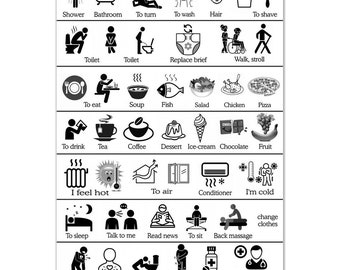 Poster Kommunikationstisch für Schlaganfallpatienten mit Aphasie Dysphasie Diagramm, Karte,