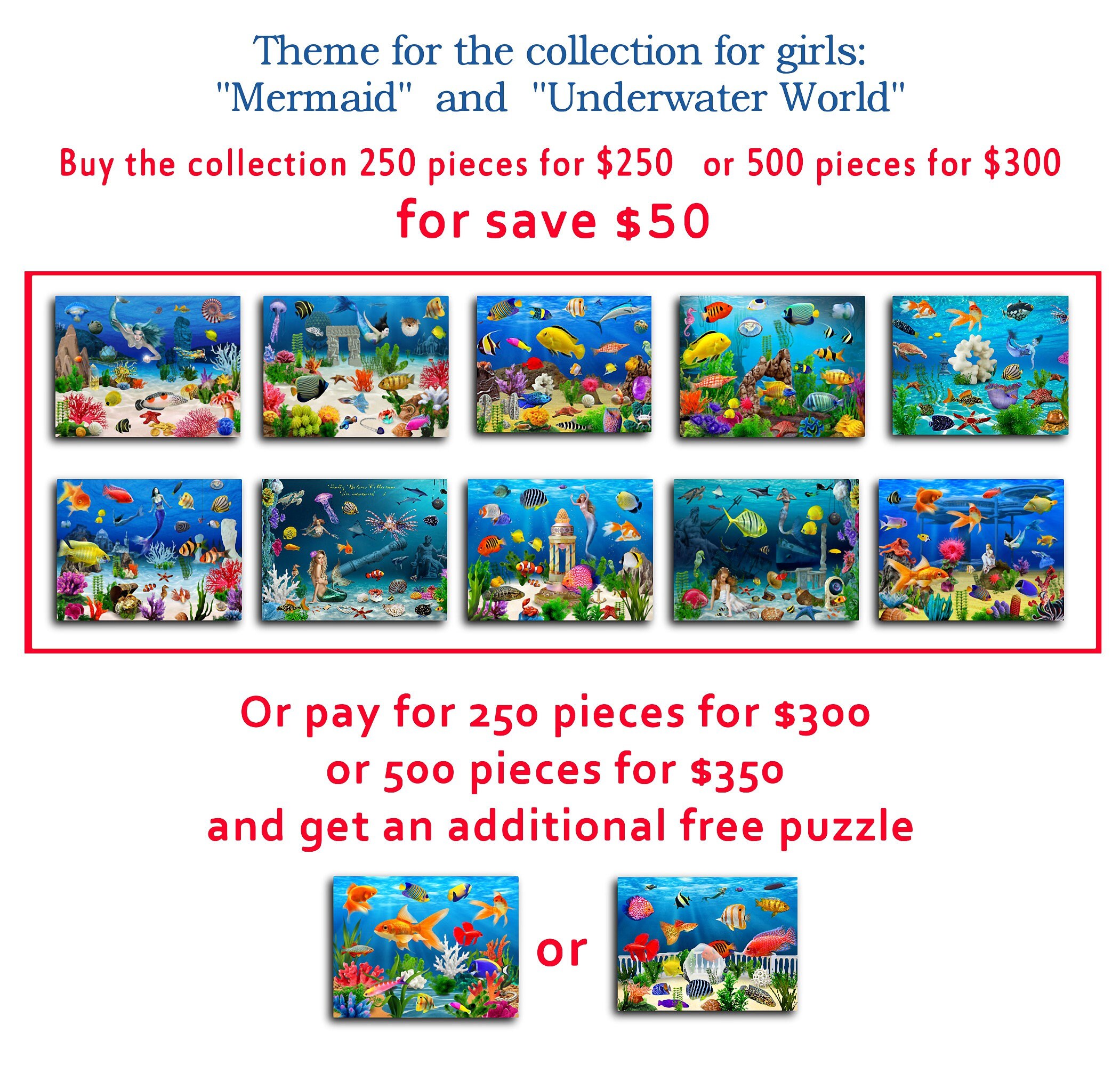 Mermaid Puzzle Sea Fish Underwater Sea Life With Mermaid - Etsy