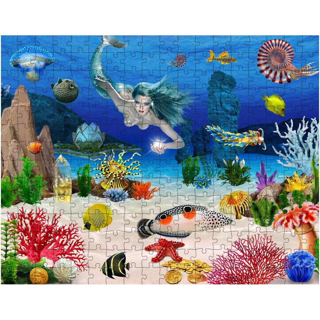 Mermaid Puzzle Sea Fish Underwater Sea Life With Mermaid - Etsy
