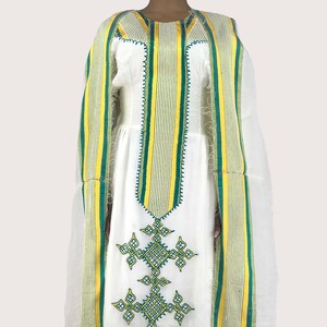 Traditional Ethiopian Habesha Dress, Handmade embroidered