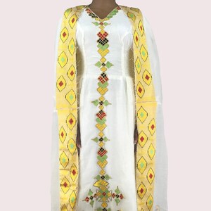 Traditional Ethiopian Habesha Dress, Handmade embroidered