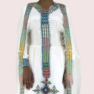 Ethiopian Dress, Traditional Handmade embroidered Habesha Clothes