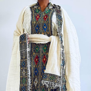 Ethiopian dress,Axum tilf, Traditional dress, Handmade embroidered Habesha kemis