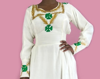 Traditional Ethiopian Habesha Dress, Handmade embroidered.