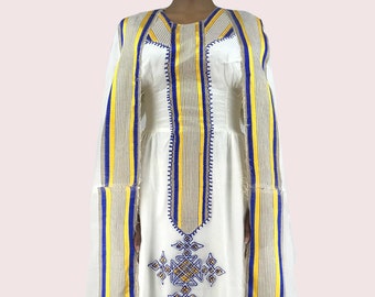 Traditional Ethiopian Habesha Dress, Handmade embroidered