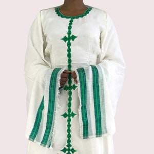 Ethiopian Dress, Traditional Handmade embroidered Habesha Clothes