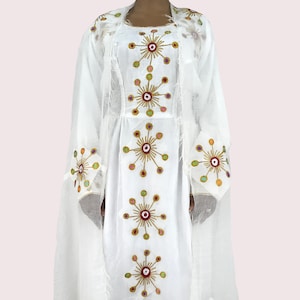 Traditional Ethiopian Habesha Dress, Handmade embroidered