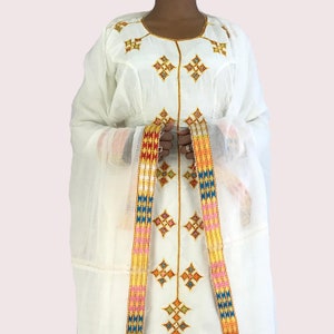 Ethiopian Dress, Traditional Handmade embroidered Habesha Clothes