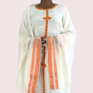 Ethiopian Dress, Traditional Handmade embroidered Habesha Clothes