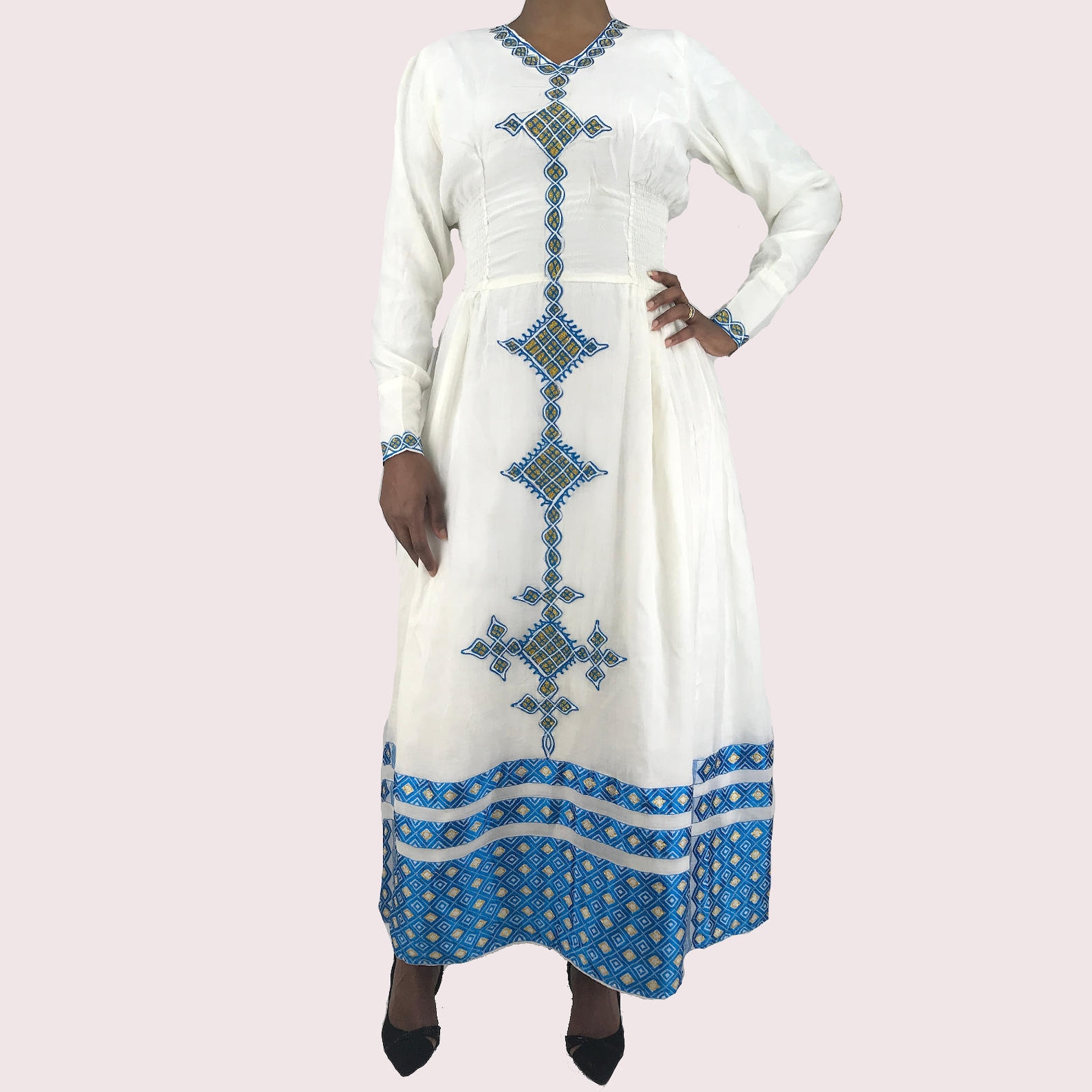 Ethiopia Traditional Dress Reflecting Ethiopian Heritage with Hand-Woven Habesha Details main image 1