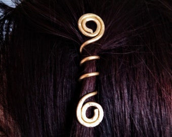 Brass hair spiral, wire coils,hair spiral, hair accessories,jewelry,a pair of spiral brass, hair beads, hair twister, spiral hair wrap, gift