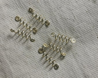 Juego de 6 espirales de latón para el cabello, accesorio para el cabello estilo vikingo, joyería boho hippie hecha a mano, regalo para mujeres y niñas