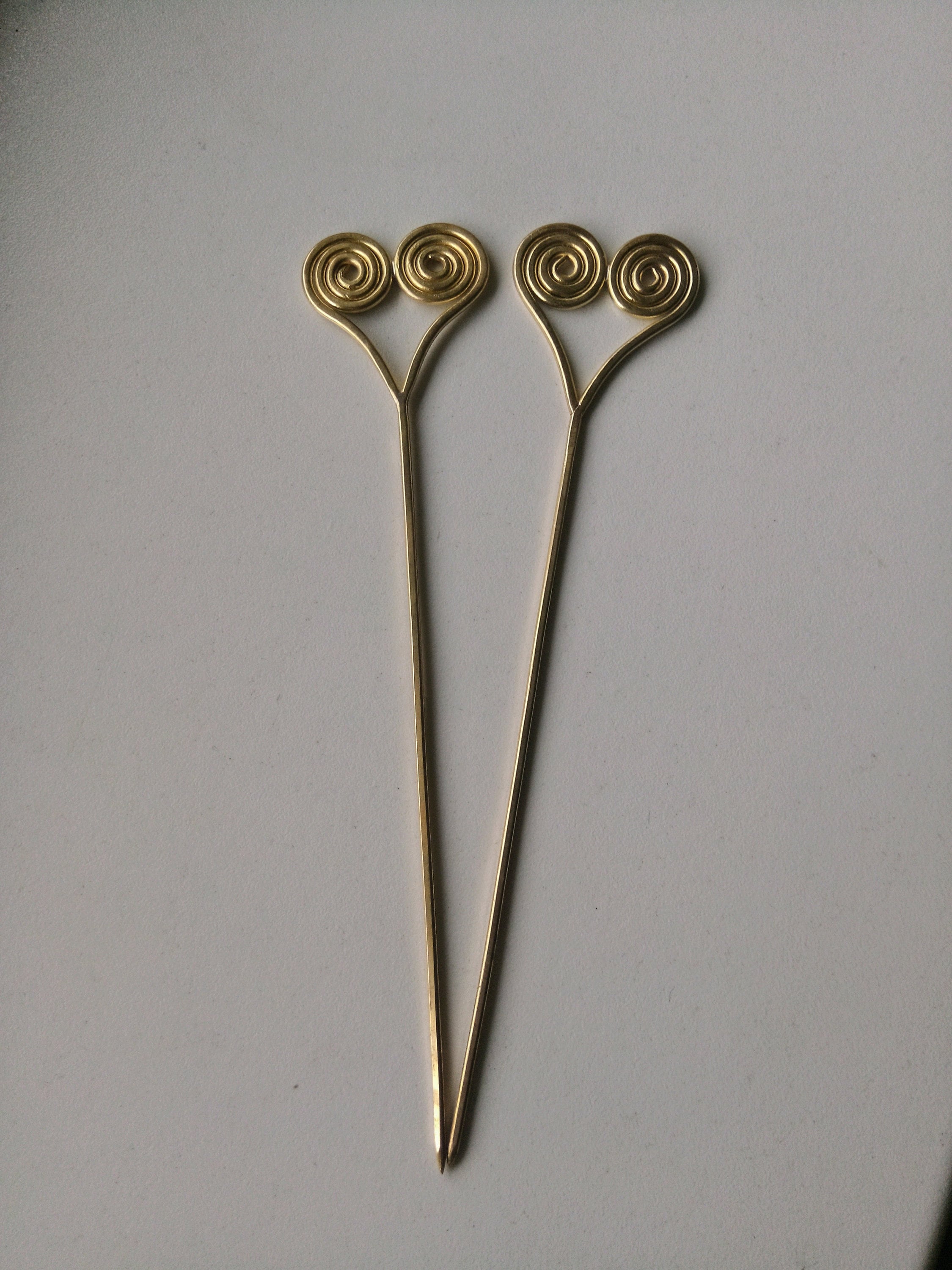Brass Hair Pin.hair Fork. Brass Simple Spiral Hair Etsy