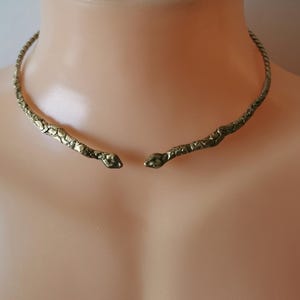 DO NOT Ship To The USA. Brass torc necklace. Handmade to torc  snakes. Celtic Viking necklace  Gift for man, woman.  Open choker.