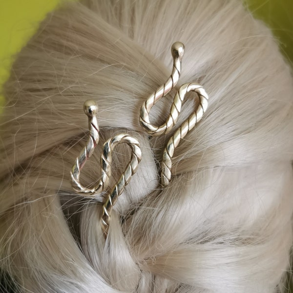 Deux épingles à cheveux. Épingles serpent en laiton. Fourchette en laiton faite main. Style bohème et hippie. Bijoux en laiton. Accessoires cheveux longs. Cadeau pour femme, fille