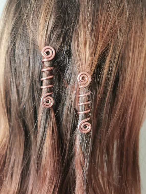 Copper and Crystal Hair Braid Beads