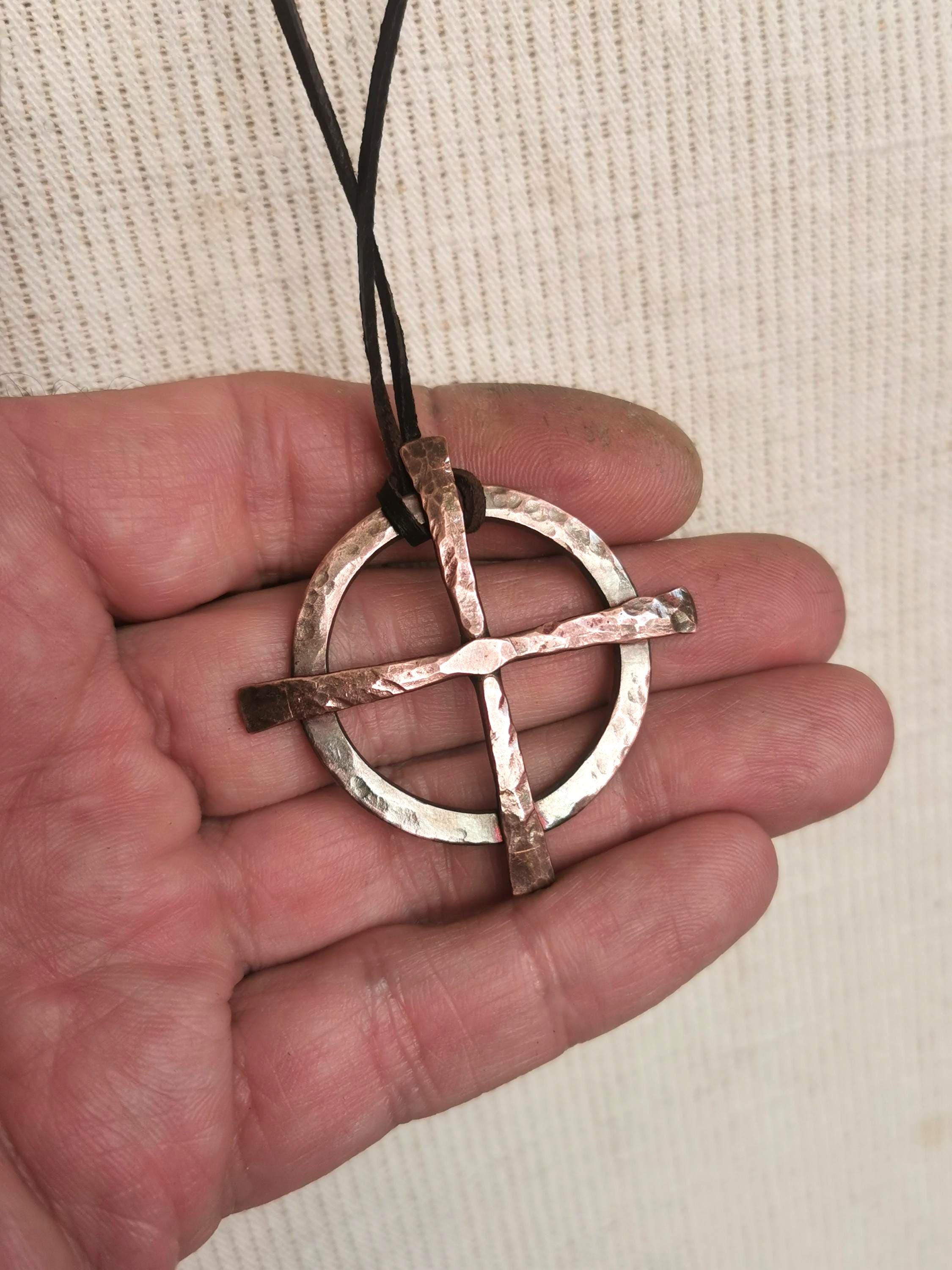 Copper Pendant. Vikings' Sun Cross. Celtic Cross Necklace