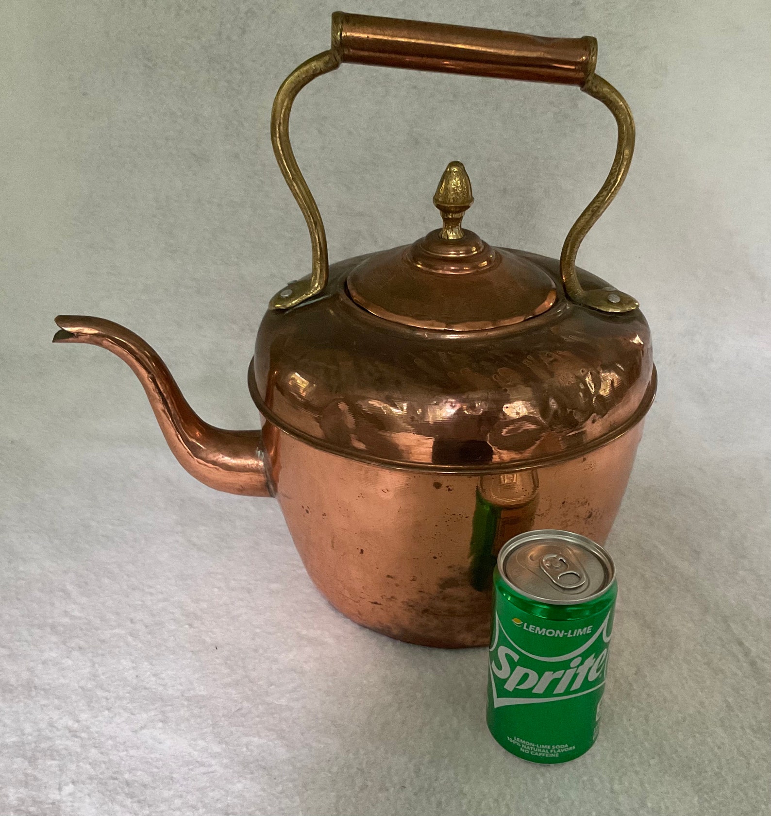Vintage LARGE 2 gallon Solid Copper Tea Kettle with brass & Etsy