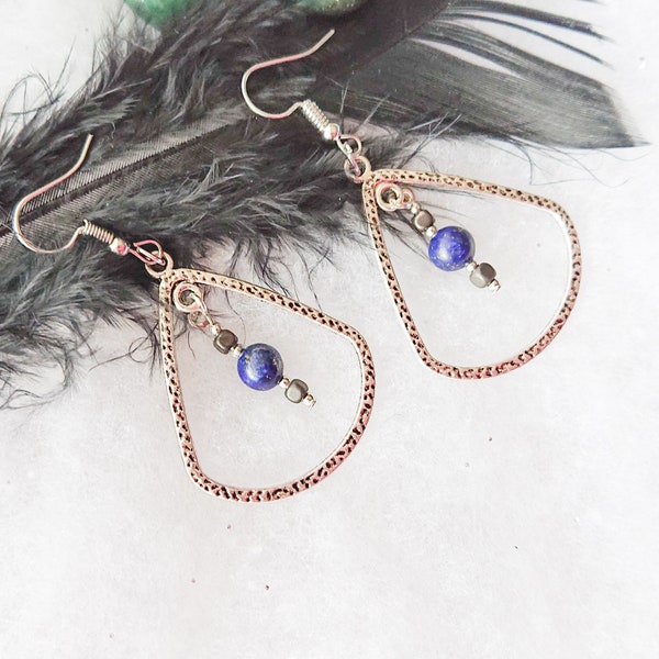 Boucles d'oreilles - Metronome Spirit - Lapis lazuli et hématite