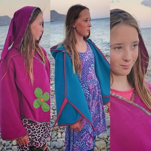 Hooded Pixie Top Wrap Tie, Pretty Hoody, Toddler/Junior, Girls/Boys, Warm and Cosy, Decorative Patch or Plain, Unique Handmade with Love