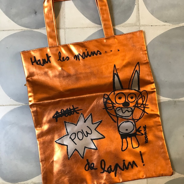 sac cabas" Haut les mains ...Peau de Lapin"