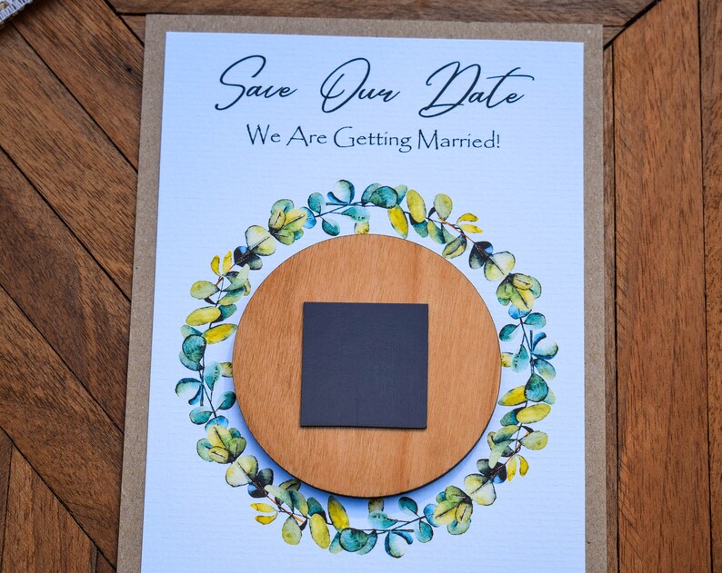 Wedding Announcement Magnet DHL Express Free Save The Date Wooden Magnets and Card Eucalyptus Greenery Mountain Wedding Invitation